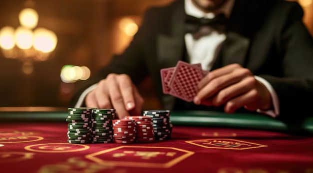 Live roulette table with dealer and players